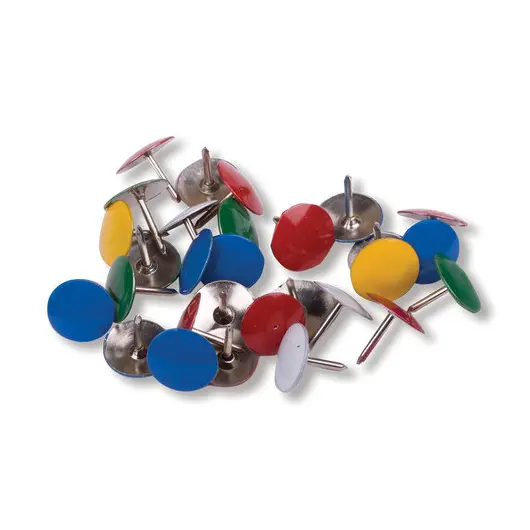 Кнопки канцелярские BRAUBERG, металлические, цветные, 10 мм, 50 шт., в картонной коробке, 220554, фото 3