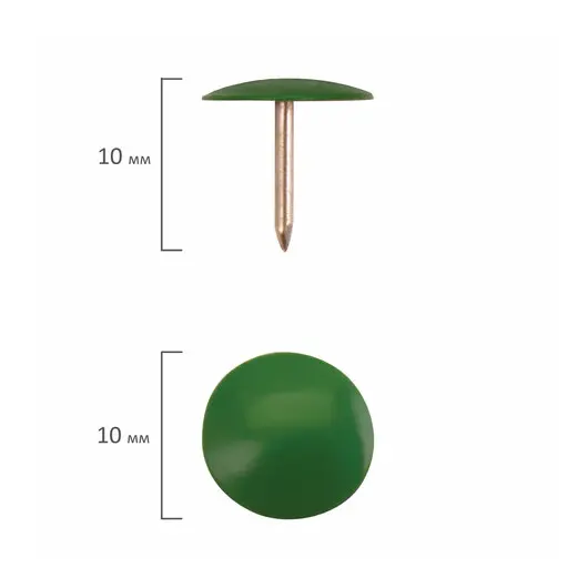 Кнопки канцелярские BRAUBERG, металлические, цветные, 10 мм, 50 шт., в картонной коробке, 220554, фото 5