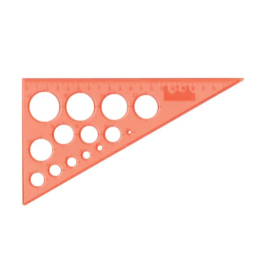 Треугольник пластиковый, угол 30, 19 см, BRAUBERG, с окружностями, прозрачный, неоновый, ассорти, 210619, фото 1