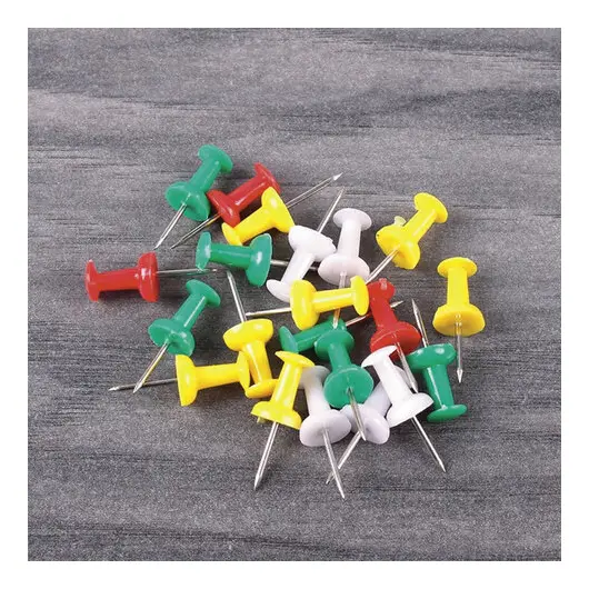Силовые кнопки-гвоздики BRAUBERG, цветные, 50 шт., в картонной коробке, 220557, фото 7