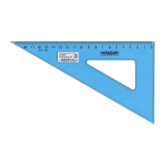 Треугольник пластиковый 30х18 см, ПИФАГОР, тонированный, голубой, 210618, фото 2