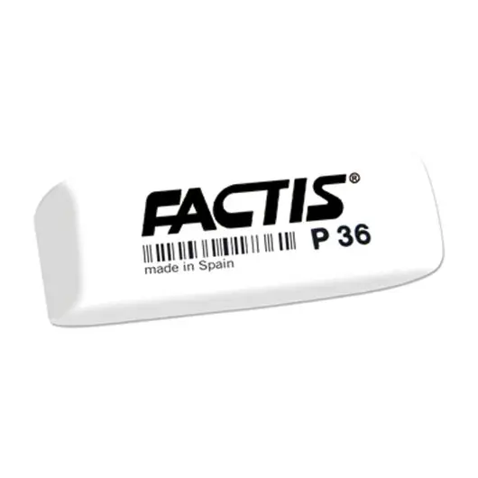 Ластик FACTIS P 36, 56х20х9 мм, белый, прямоугольный, скошенные края, ПВХ, CPFP36B, фото 1