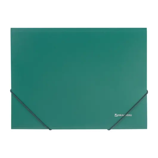 Папка на резинках BRAUBERG, стандарт, зеленая, до 300 листов, 0,5 мм, 221621, фото 2