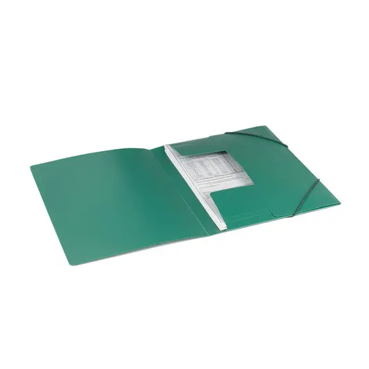 Папка на резинках BRAUBERG, стандарт, зеленая, до 300 листов, 0,5 мм, 221621, фото 7