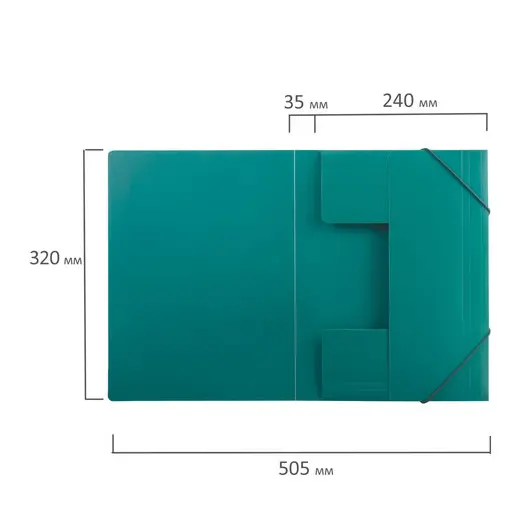 Папка на резинках BRAUBERG, стандарт, зеленая, до 300 листов, 0,5 мм, 221621, фото 8