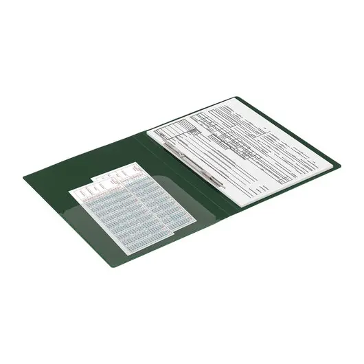 Папка с металлическим скоросшивателем и внутренним карманом BRAUBERG &quot;Диагональ&quot;, темно-зеленая, до 100 листов, 0,6 мм, 221354, фото 8