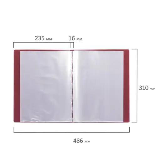 Папка 20 вкладышей BRAUBERG стандарт, красная, 0,6 мм, 221594, фото 8