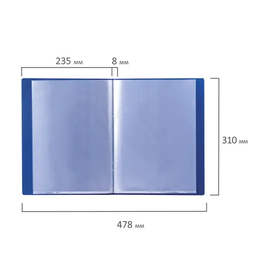 Папка 10 вкладышей BRAUBERG стандарт, синяя, 0,5 мм, 221591, фото 8