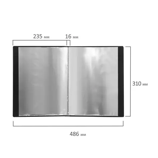 Папка 20 вкладышей BRAUBERG стандарт, черная, 0,6 мм, 221596, фото 8
