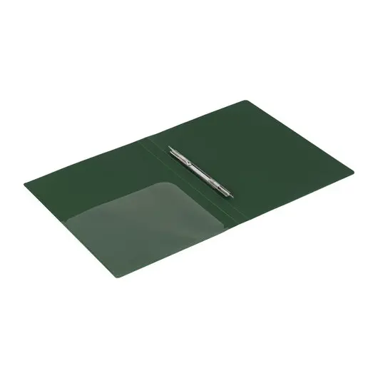 Папка с металлическим скоросшивателем и внутренним карманом BRAUBERG &quot;Диагональ&quot;, темно-зеленая, до 100 листов, 0,6 мм, 221354, фото 4