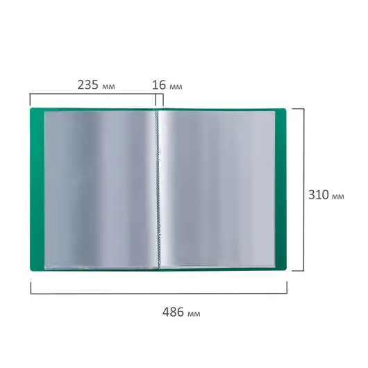 Папка 20 вкладышей BRAUBERG стандарт, зеленая, 0,6 мм, 221593, фото 8