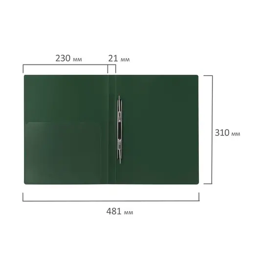 Папка с металлическим скоросшивателем и внутренним карманом BRAUBERG &quot;Диагональ&quot;, темно-зеленая, до 100 листов, 0,6 мм, 221354, фото 9