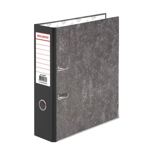 Папка-регистратор BRAUBERG, фактура стандарт, с мраморным покрытием, 80 мм, черный корешок, 220987, фото 1