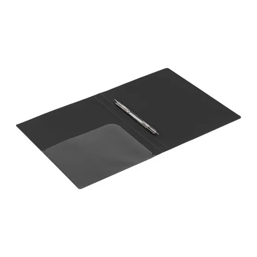 Папка с металлическим скоросшивателем и внутренним карманом BRAUBERG диагональ, черная, до 100 листов, 0,6 мм, 221351, фото 4