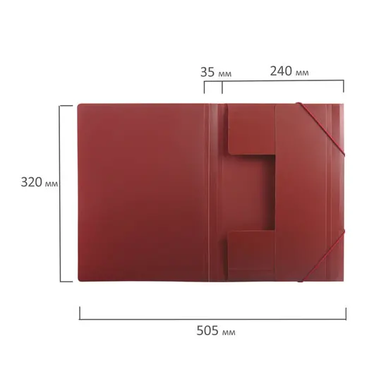 Папка на резинках BRAUBERG, стандарт, красная, до 300 листов, 0,5 мм, 221622, фото 8