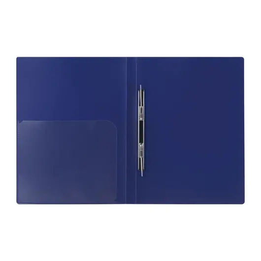 Папка с металлическим скоросшивателем и внутренним карманом BRAUBERG &quot;Диагональ&quot;, темно-синяя, до 100 листов, 0,6 мм, 221352, фото 3