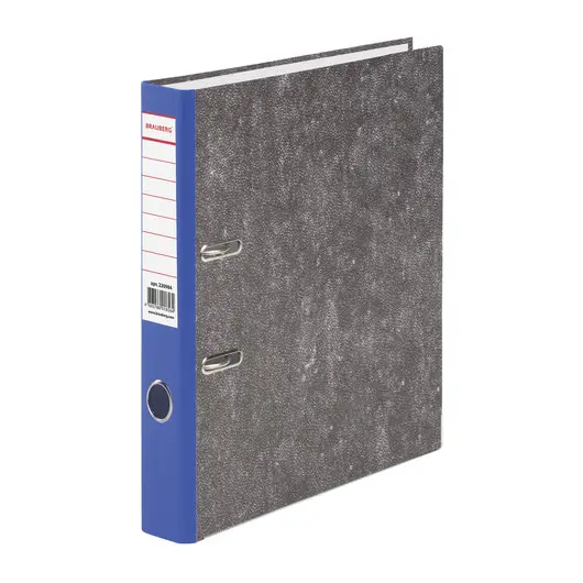 Папка-регистратор BRAUBERG, фактура стандарт, с мраморным покрытием, 50 мм, синий корешок, 220984, фото 1
