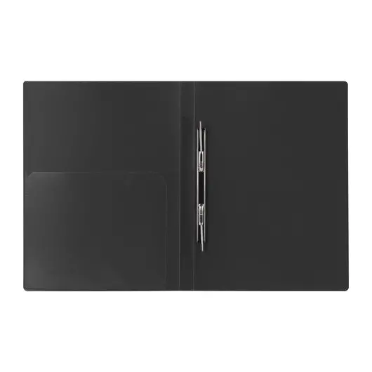 Папка с металлическим скоросшивателем и внутренним карманом BRAUBERG диагональ, черная, до 100 листов, 0,6 мм, 221351, фото 3
