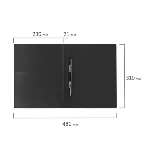 Папка с металлическим скоросшивателем и внутренним карманом BRAUBERG диагональ, черная, до 100 листов, 0,6 мм, 221351, фото 9