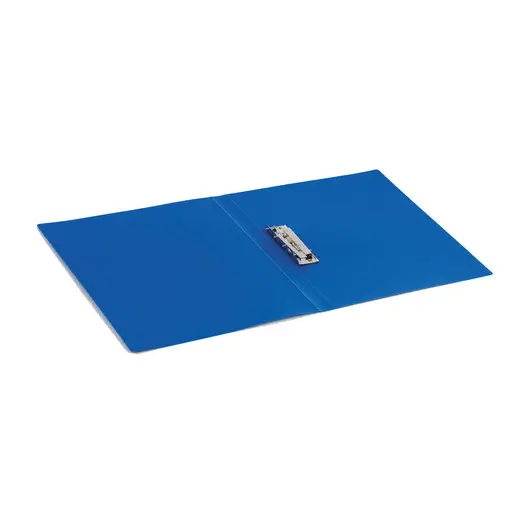 Папка с боковым металлическим прижимом BRAUBERG стандарт, синяя, до 100 листов, 0,6 мм, 221629, фото 4
