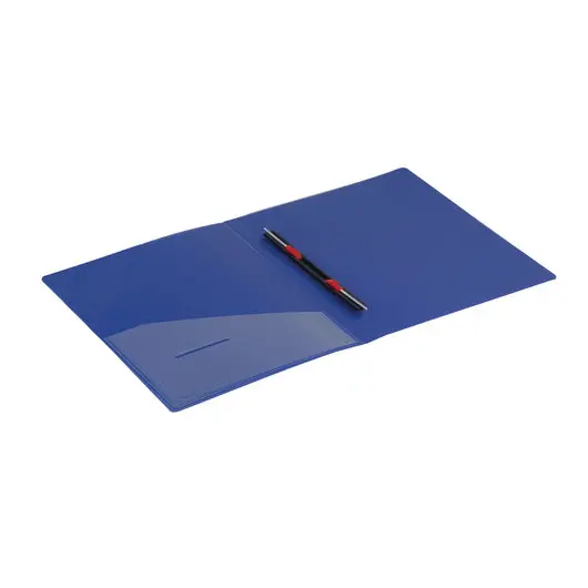 Папка с металлическим скоросшивателем и внутренним карманом BRAUBERG &quot;Contract&quot;, синяя, до 100 л., 0,7 мм, 221782, фото 4