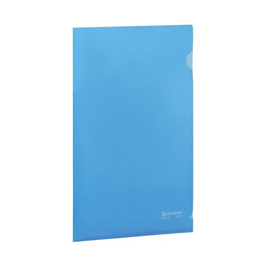 Папка-уголок жесткая BRAUBERG, синяя, 0,15 мм, 221642, фото 1
