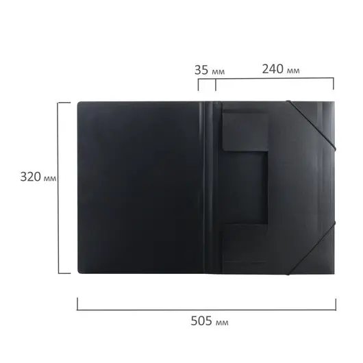 Папка на резинках BRAUBERG, стандарт, черная, до 300 листов, 0,5 мм, 221624, фото 8
