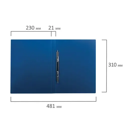 Папка с металлическим скоросшивателем BRAUBERG стандарт, синяя, до 100 листов, 0,6 мм, 221633, фото 8