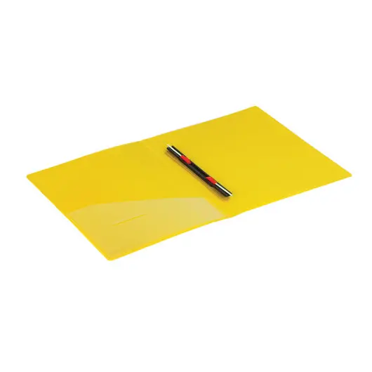 Папка с металлическим скоросшивателем и внутренним карманом BRAUBERG &quot;Contract&quot;, желтая, до 100 л., 0,7 мм, 221785, фото 4
