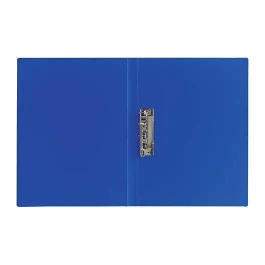 Папка с боковым металлическим прижимом BRAUBERG стандарт, синяя, до 100 листов, 0,6 мм, 221629, фото 3