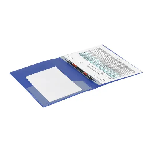 Папка с металлическим скоросшивателем и внутренним карманом BRAUBERG &quot;Contract&quot;, синяя, до 100 л., 0,7 мм, 221782, фото 8