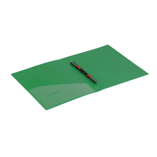 Папка с металлическим скоросшивателем и внутренним карманом BRAUBERG &quot;Contract&quot;, зеленая, до 100 л., 0,7 мм, 221784, фото 4