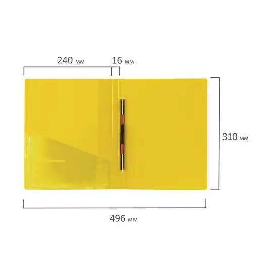Папка с металлическим скоросшивателем и внутренним карманом BRAUBERG &quot;Contract&quot;, желтая, до 100 л., 0,7 мм, 221785, фото 9