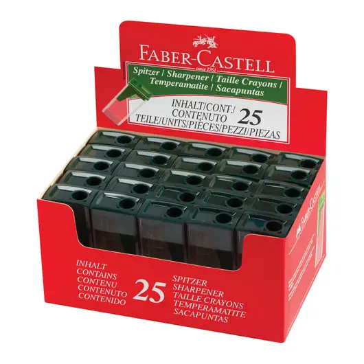 Точилка FABER-CASTELL, с контейнером, прямоугольная, пластиковая, зеленые детали, 582425, фото 2