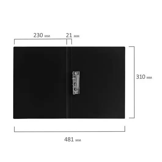 Папка с боковым металлическим прижимом BRAUBERG стандарт, черная, до 100 листов, 0,6 мм, 221630, фото 8