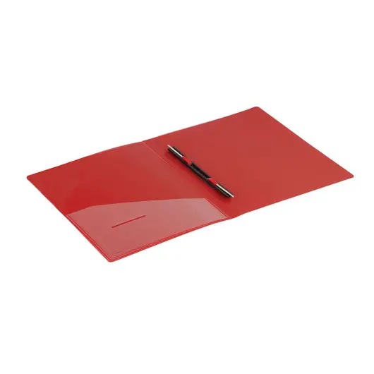 Папка с металлическим скоросшивателем и внутренним карманом BRAUBERG &quot;Contract&quot;, красная, до 100 л., 0,7 мм, 221783, фото 4