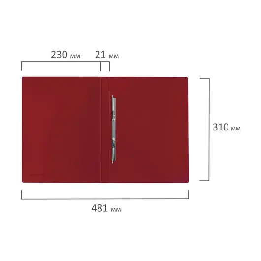 Папка с металлическим скоросшивателем BRAUBERG стандарт, красная, до 100 листов, 0,6 мм, 221632, фото 8