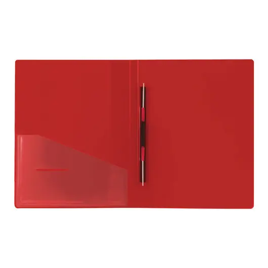 Папка с металлическим скоросшивателем и внутренним карманом BRAUBERG &quot;Contract&quot;, красная, до 100 л., 0,7 мм, 221783, фото 3