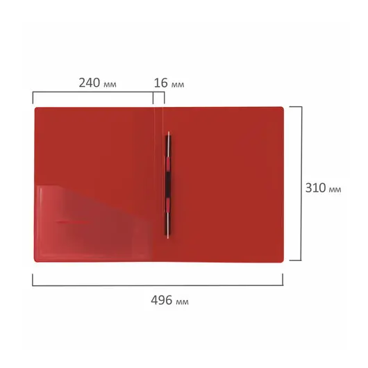 Папка с металлическим скоросшивателем и внутренним карманом BRAUBERG &quot;Contract&quot;, красная, до 100 л., 0,7 мм, 221783, фото 9