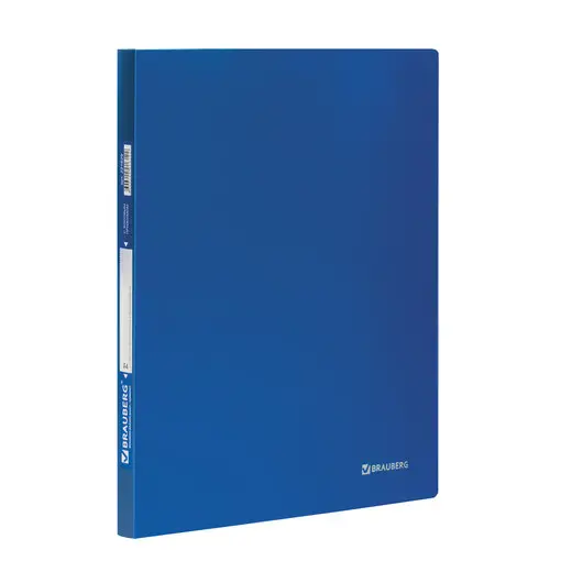Папка с боковым металлическим прижимом BRAUBERG стандарт, синяя, до 100 листов, 0,6 мм, 221629, фото 1