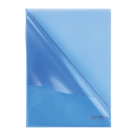 Папка-уголок жесткая BRAUBERG, синяя, 0,15 мм, 221642, фото 2