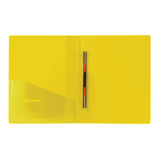 Папка с металлическим скоросшивателем и внутренним карманом BRAUBERG &quot;Contract&quot;, желтая, до 100 л., 0,7 мм, 221785, фото 3
