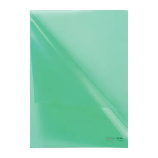 Папка-уголок жесткая BRAUBERG, зеленая, 0,15 мм, 221639, фото 2