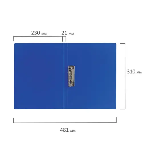 Папка с боковым металлическим прижимом BRAUBERG стандарт, синяя, до 100 листов, 0,6 мм, 221629, фото 8