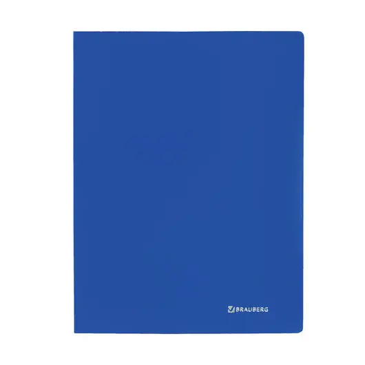 Папка с боковым металлическим прижимом BRAUBERG стандарт, синяя, до 100 листов, 0,6 мм, 221629, фото 2