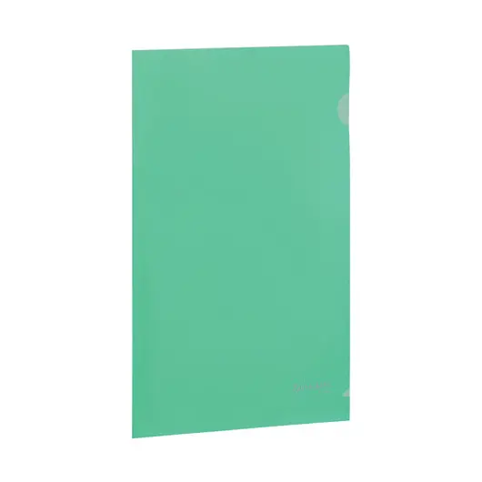 Папка-уголок жесткая BRAUBERG, зеленая, 0,15 мм, 221639, фото 1