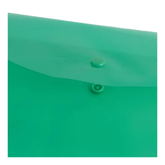 Папка-конверт с кнопкой BRAUBERG, А4, до 100 листов, прозрачная, зеленая, 0,15 мм, 221635, фото 4