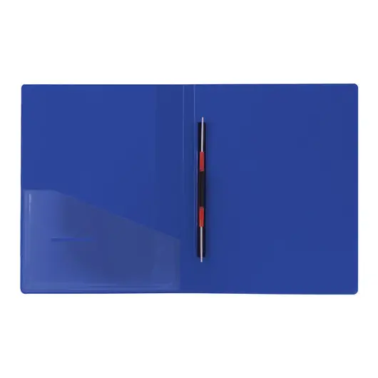 Папка с металлическим скоросшивателем и внутренним карманом BRAUBERG &quot;Contract&quot;, синяя, до 100 л., 0,7 мм, 221782, фото 3