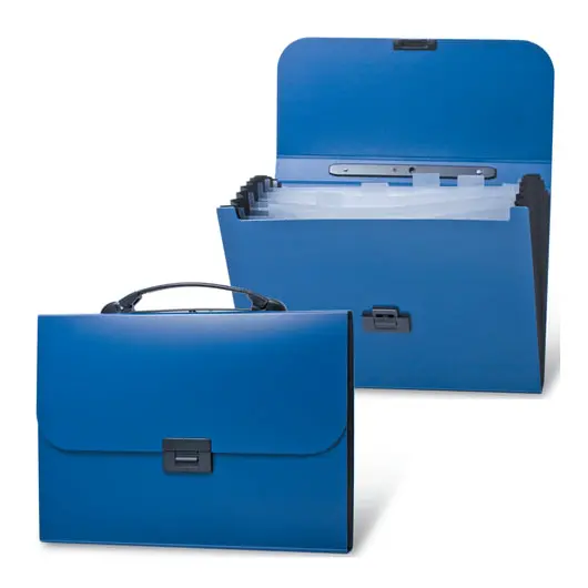 Портфель пластиковый BRAUBERG &quot;Energy&quot;, А4 (330х256х32 мм), 6 отделений, индексные ярлыки, синий, 222572, фото 1