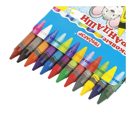 Восковые карандаши утолщенные ПИФАГОР, 12 цветов, 222966, фото 4